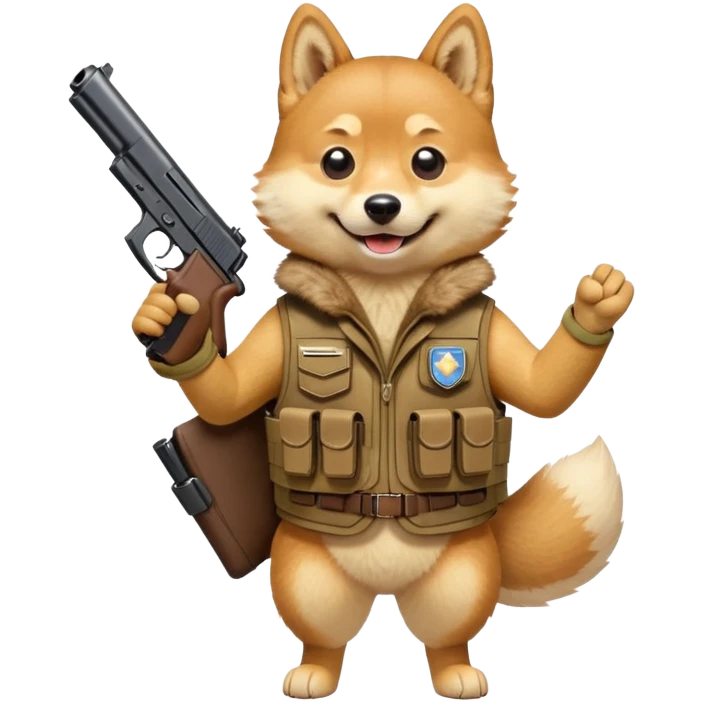 Doge with a gun emoji