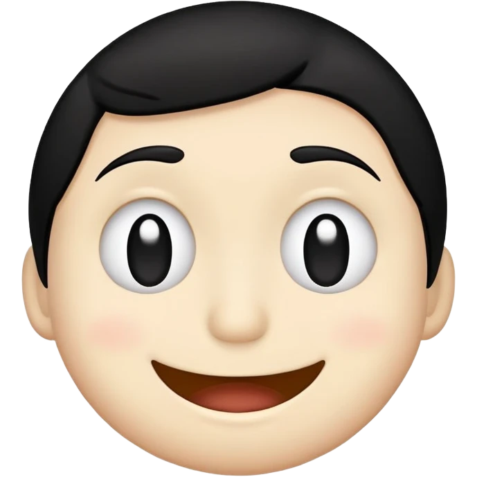 minimalist embarrassed white smiley with black hair emoji