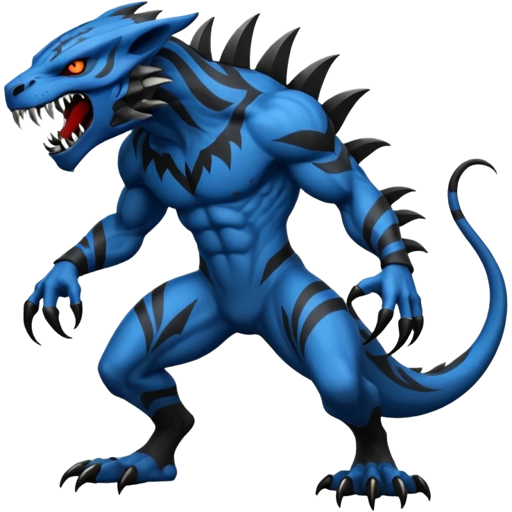 Black and Blue Venom-Stitch-Charizard-Salandit-Sneasel-fusion, full body, tribal markings  emoji