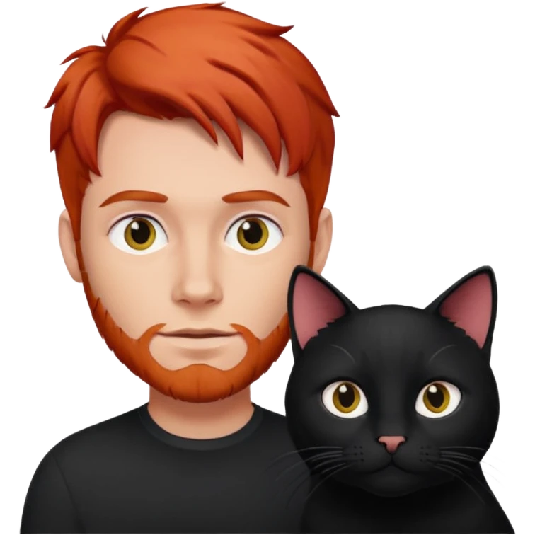 Red harassed man with his black cat emoji