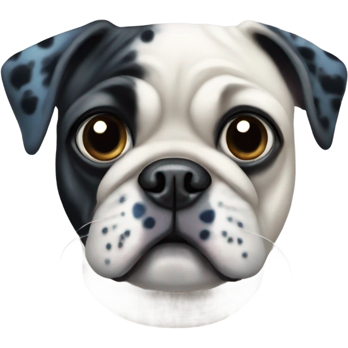 White pug with black spots and blue eyes emoji