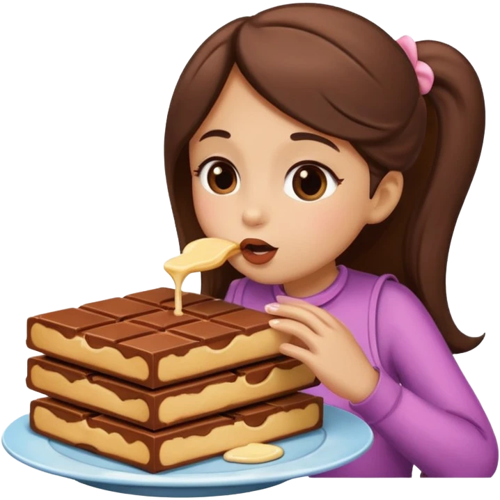 6 piece Chocolate bar being kissed by girly pancake emoji