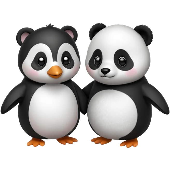 Pinguin with Panda Hand on Hand emoji