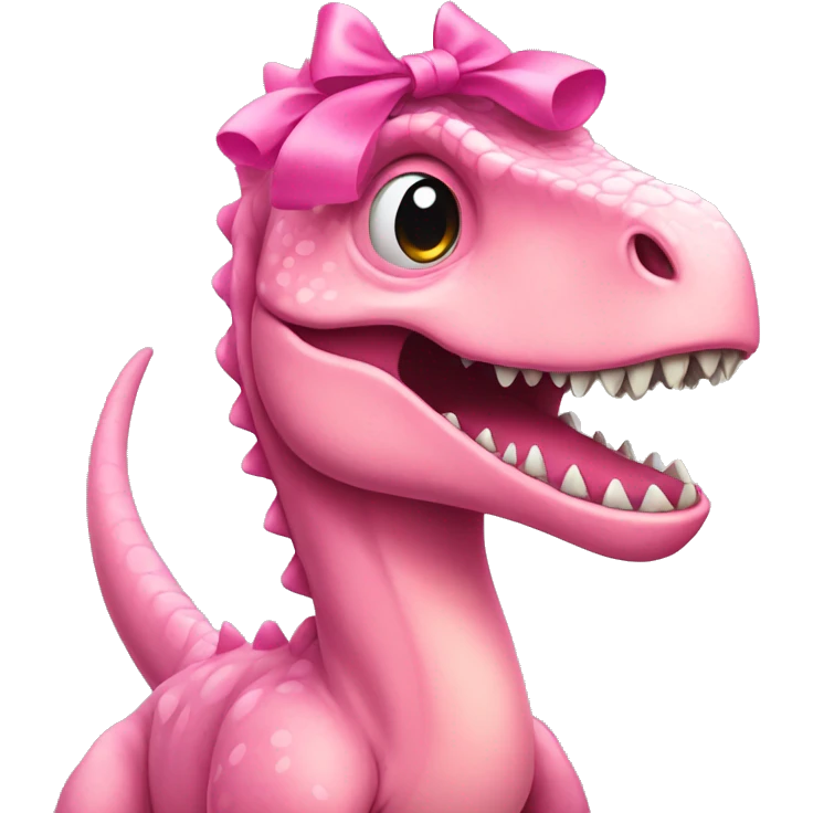 Dinosaur wearing a pretty pink bow emoji