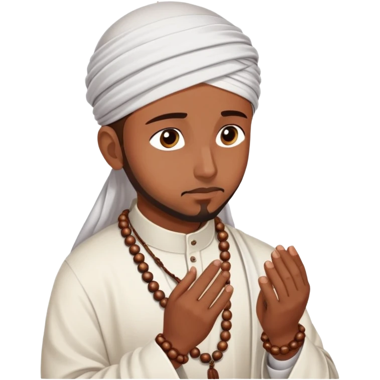 Muslim person in deep contemplation with prayer beads emoji