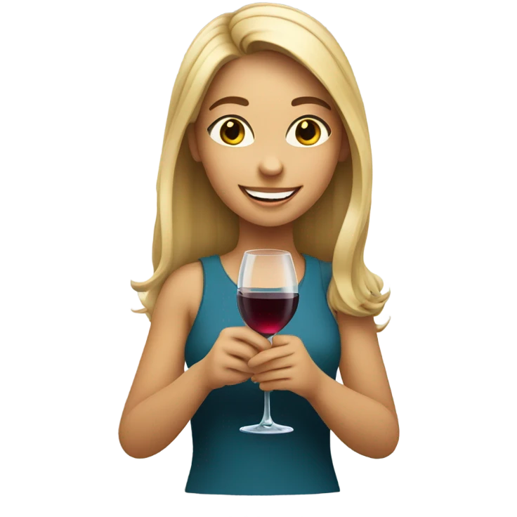 smiling girl with wine gglass emoji