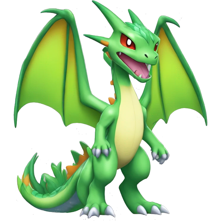Anthro Cool Edgy Legendary Colorful Shy Shiny Fakemon-Pokémon-Flygon-Charizard-Fantasy-Creature With Full Body Detailed High Quality emoji