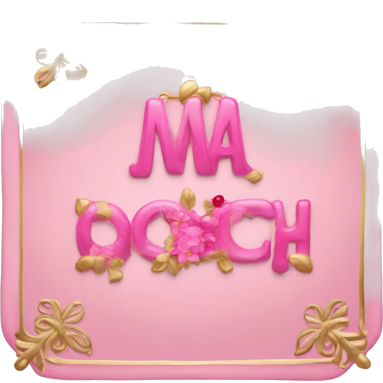 Placa de bienvenida rosa, con letras doradas: ‘Merry & Chic’ emoji