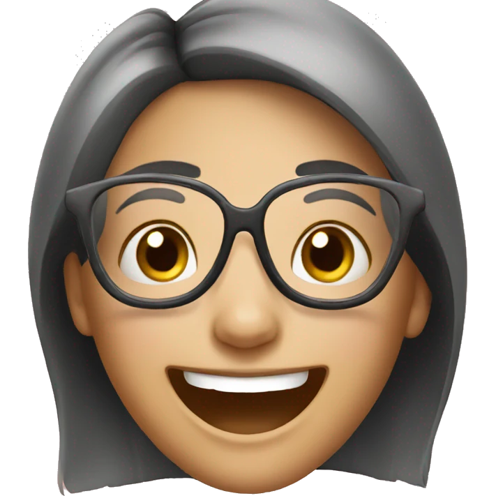 smiling girl with glasses indoor  emoji