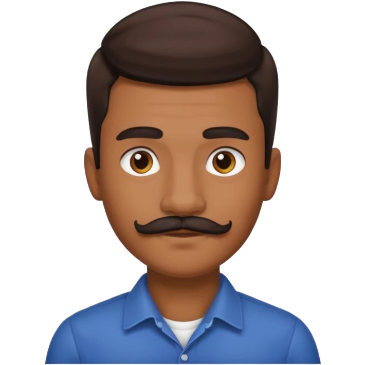 Young man with tan skin, dark brown skin fade hair, a mustache emoji