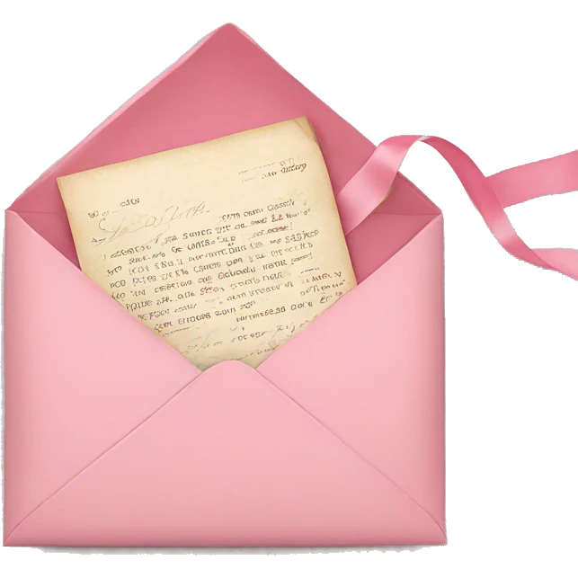 vintage love letters in envelope tied with a baby pink ribbon  emoji