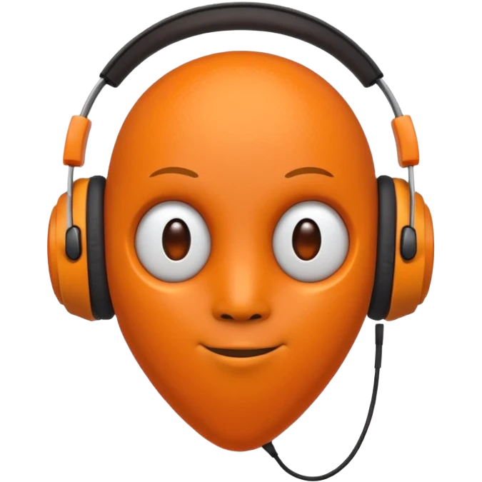 Orange round head with a Orange cone body and without arms and legs with orange antennae and headphones emoji