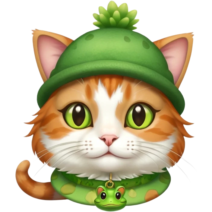 Cat with cute frog accessories  emoji