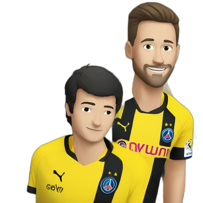 Un supporteur de dortmund avec un supporteur du psg entrain de pleurer emoji