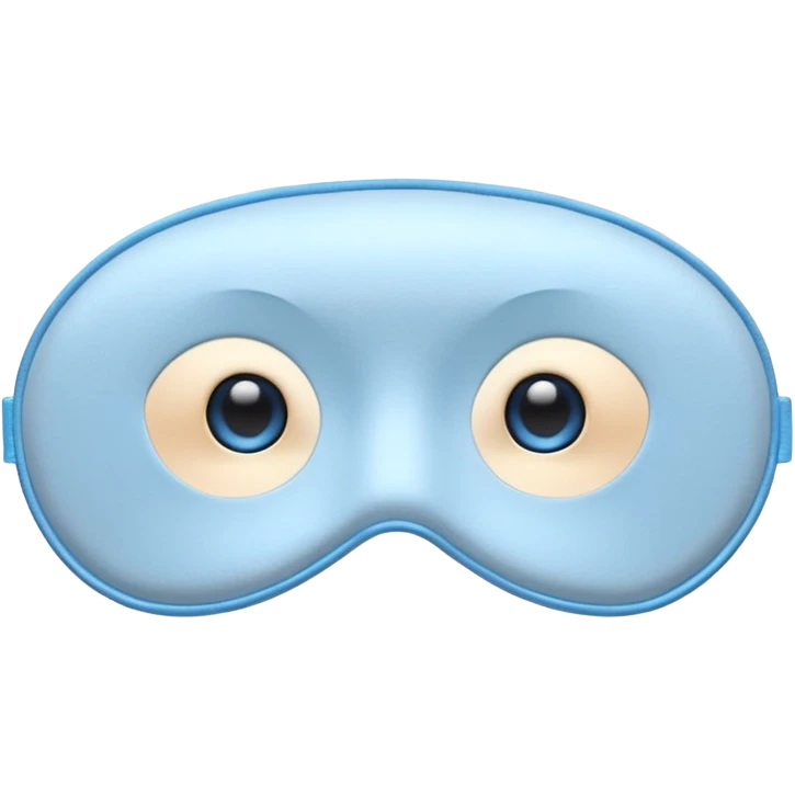 cute emoji of an isolated silky sleep mask, soft satin texture with gentle shine, light gray with pastel blue tones, embroidered sleepy eyes, no person, no face, cozy winter mood, smooth rounded shape, soft shadows emoji