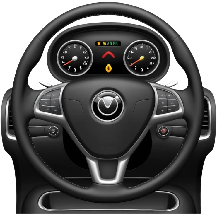 The car's steering wheel is black and only the center has a light on it. emoji