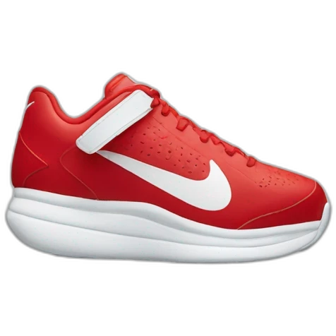 Chaussure Nike rouge et blanche avec le logo en noir emoji