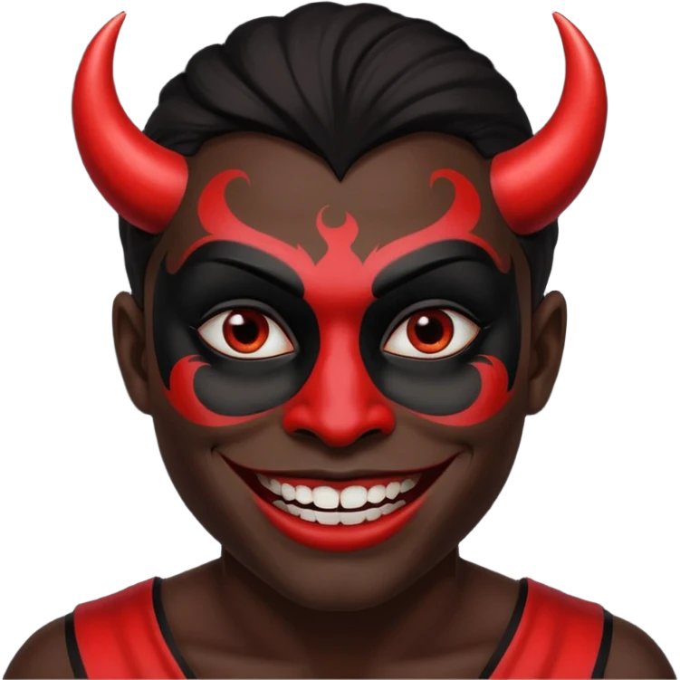 evil person with devilish smile and black face emoji