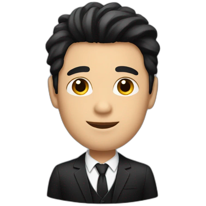 Nice guy with black hair and a black suit emoji