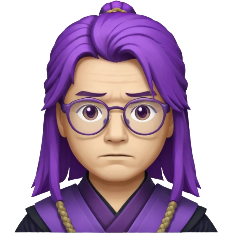 purple long hair samurai with glasses emoji