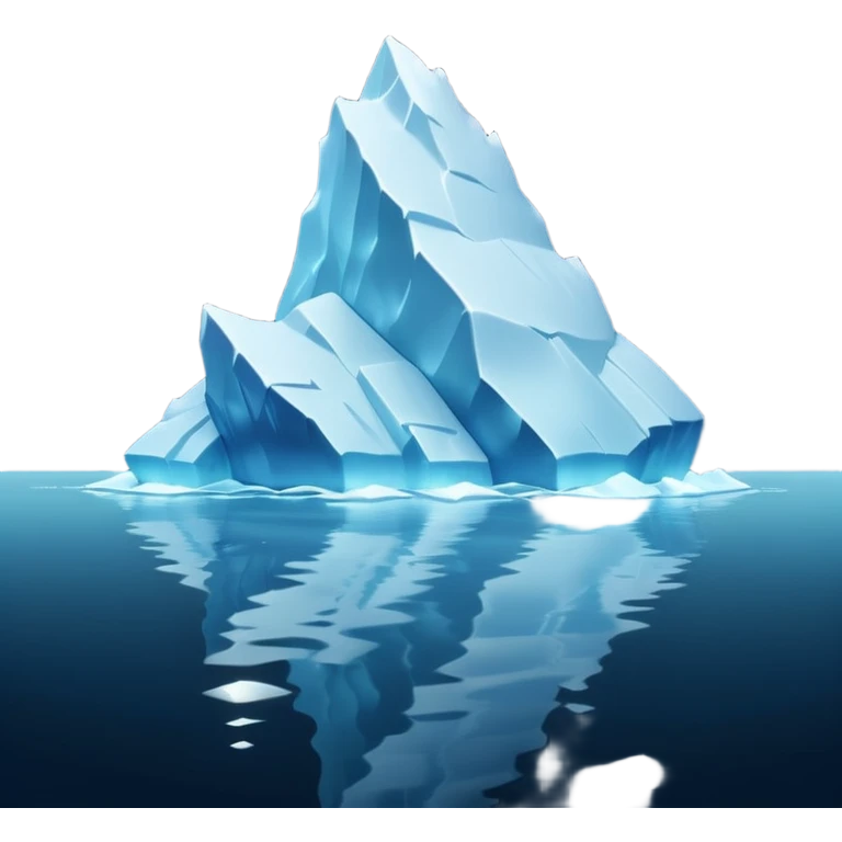 A 3D iceberg in Apple Memoji style, no face, smooth and glossy, floating in dark ocean at night, soft moonlight, subtle reflections, minimal style. A tiny ship in the distance approaching. Pixar-style render, cinematic and clean.
 emoji