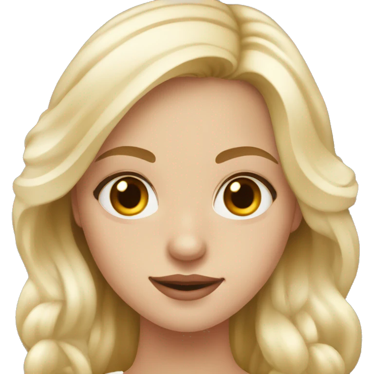 Slavic blond girl, brown eyes, red manicure  emoji