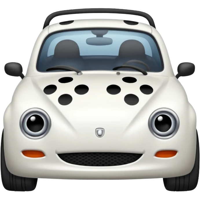 White car with black spots wherever hitler had hair and facial hair emoji