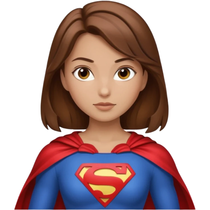 fille superheros cheveux bruns long et lisse emoji