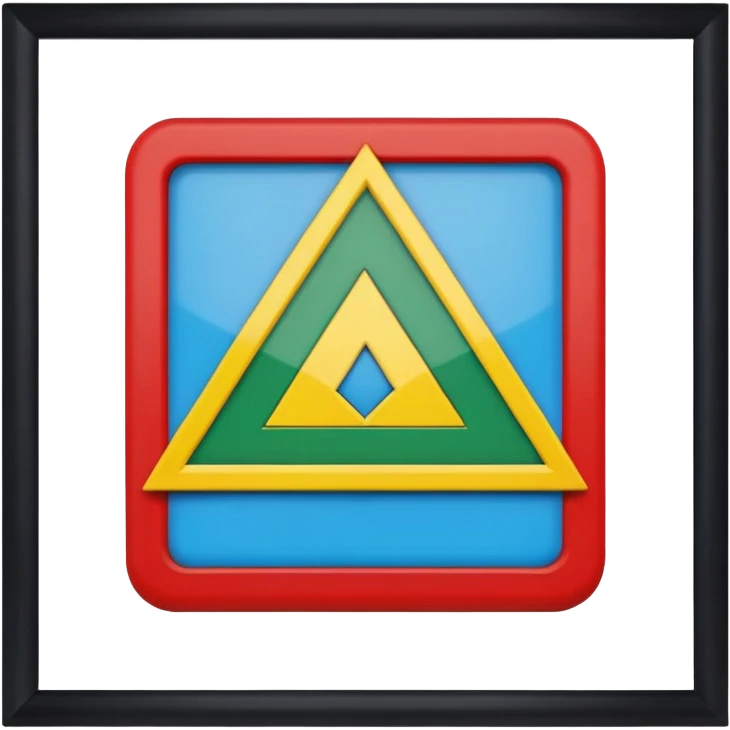A rectangle with a blue in the top green in the midle and  yellow on the bottom with amazigh signe in red in the midle of the flag emoji