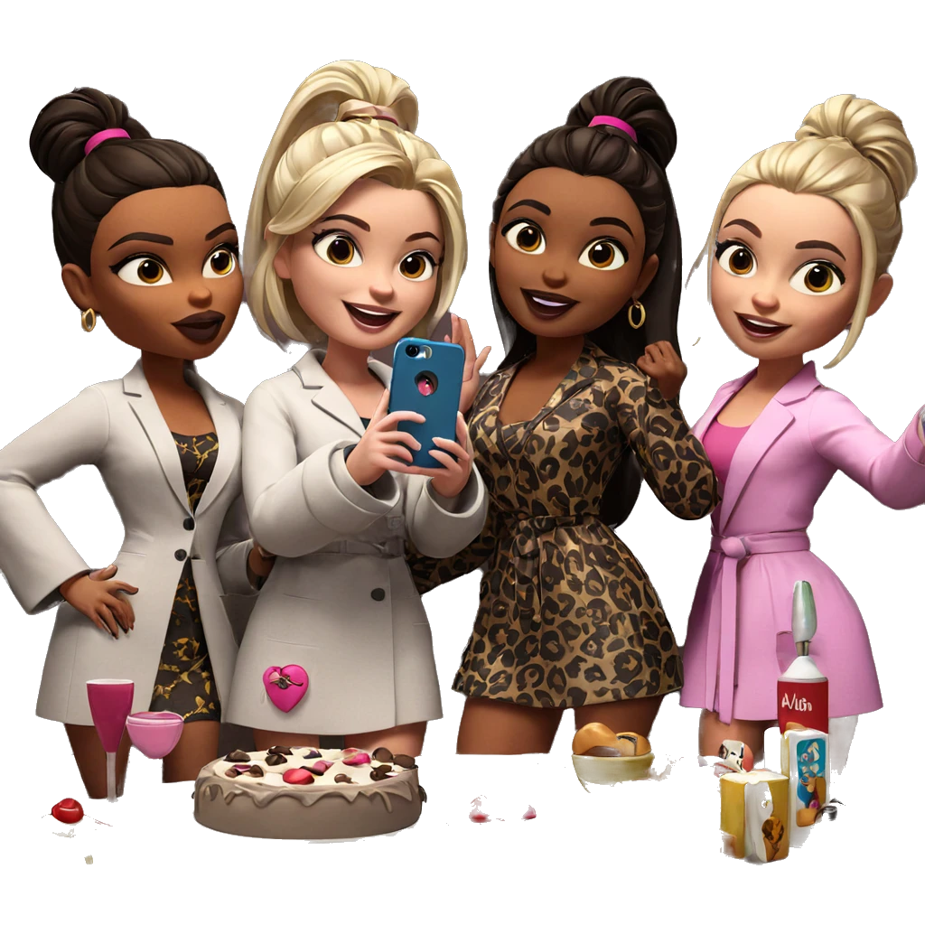 girls night in with cake emoji