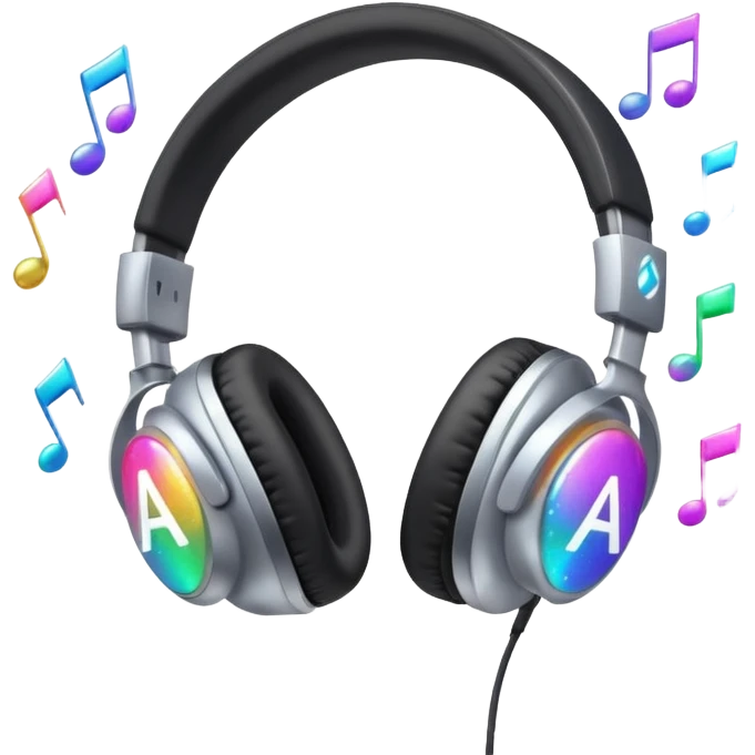 headphones with sparkles and AI letters emoji