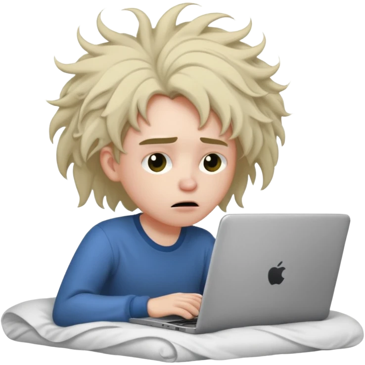 laptop working struggeling in bed emoji