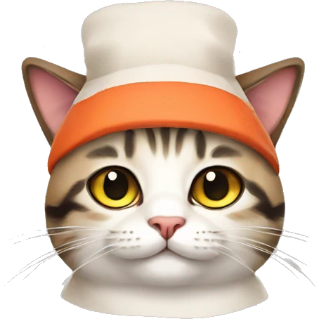Cat wearing a sushi hat emoji