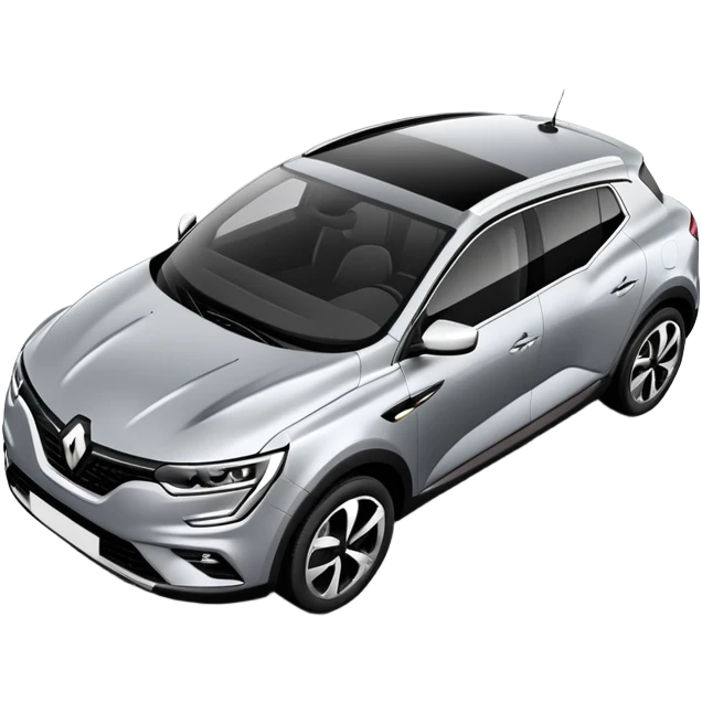 Renault Megane E-Tech electric car, top view, gray color, compact crossover emoji