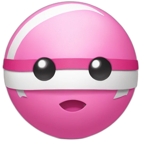 pink ball with top ribbon and white eyes emoji