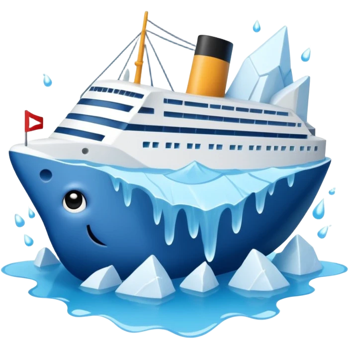 kawaii titainic crashing into an iceberg emoji
