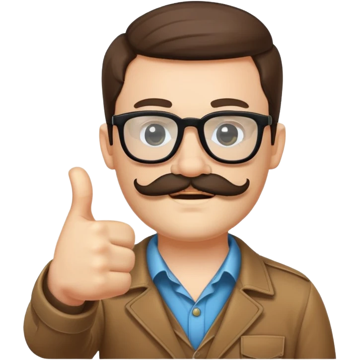 Whihe boy with mustache and baerd and black glasses shows like emoji