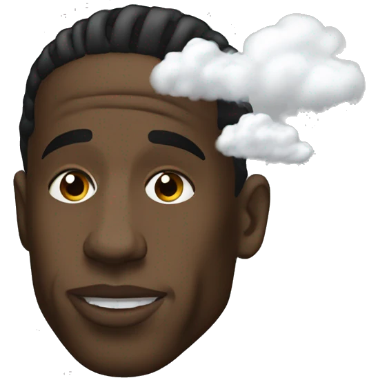 travis scott with a cloud of smoke around his face emoji