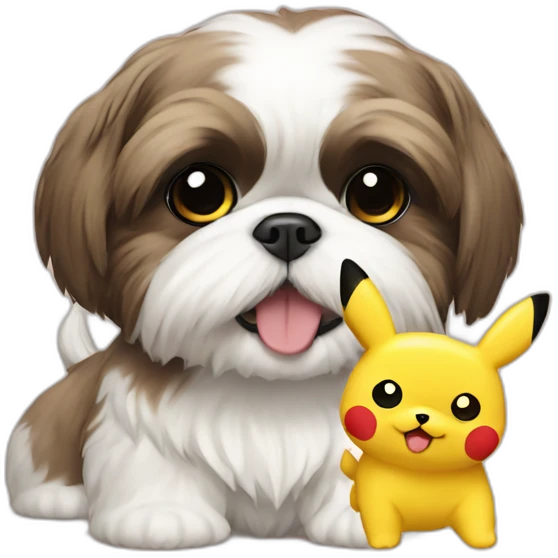 Shih Tzu with pikachu emoji