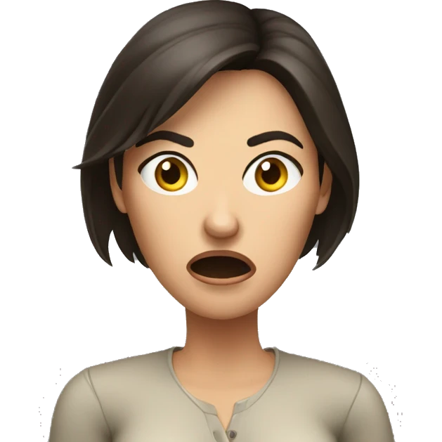 Brunette angry Woman talking on cell phone emoji