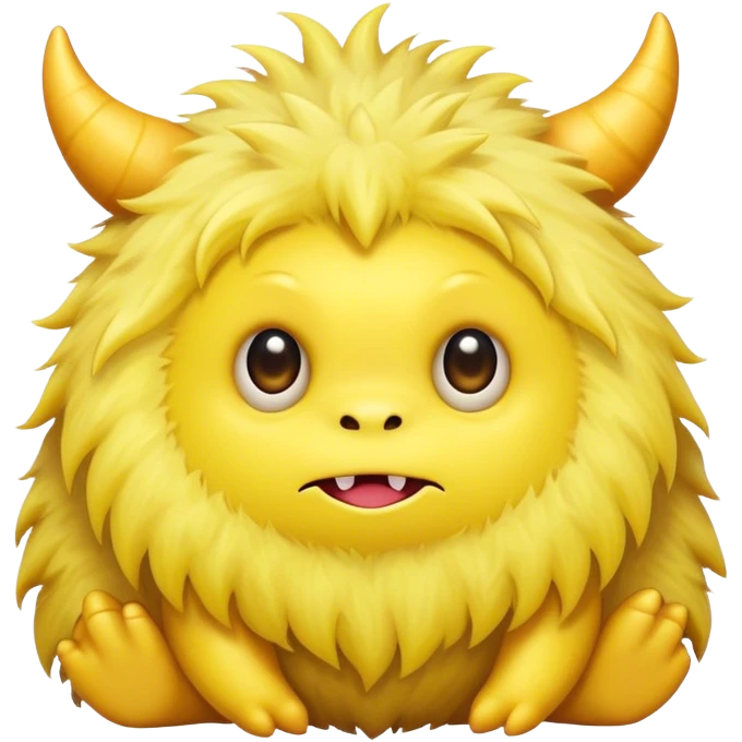 Fuzzy cute yellow monster  emoji