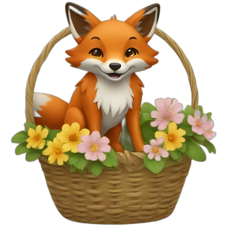 Fox in a flower basket emoji