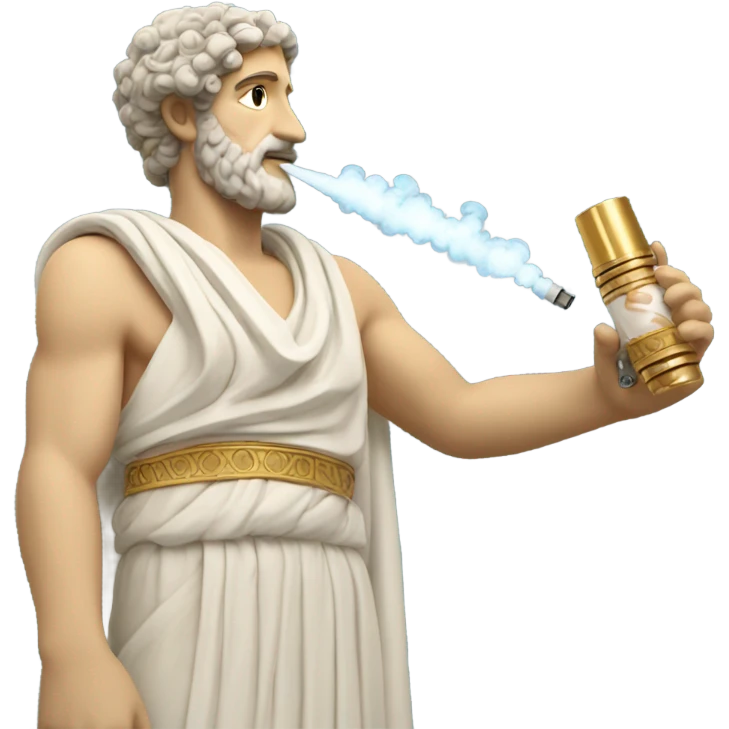 Ancient Greek holding a vape emoji