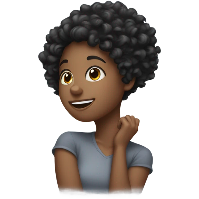 Black Curly hair girl shaking her head emoji