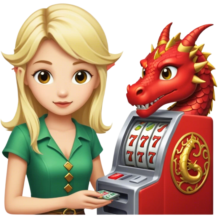 Blonde girl playing dragon link slot machine  emoji
