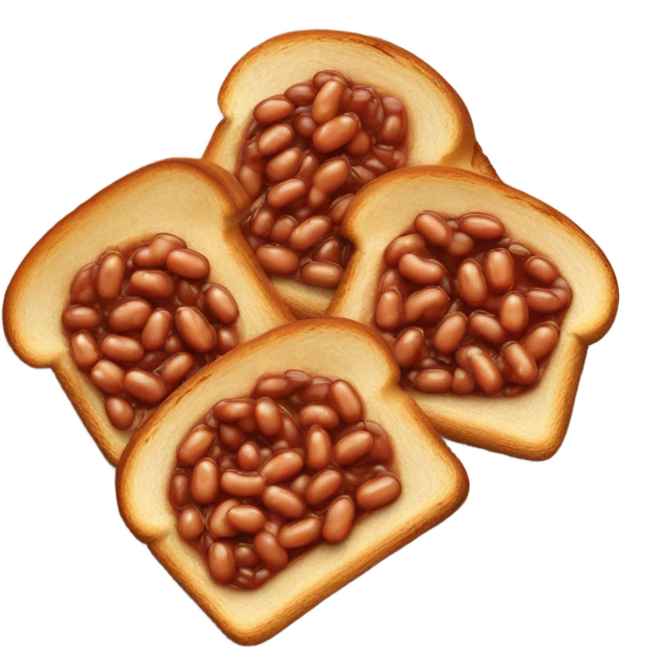 baked beans on toast, top down view, no face emoji