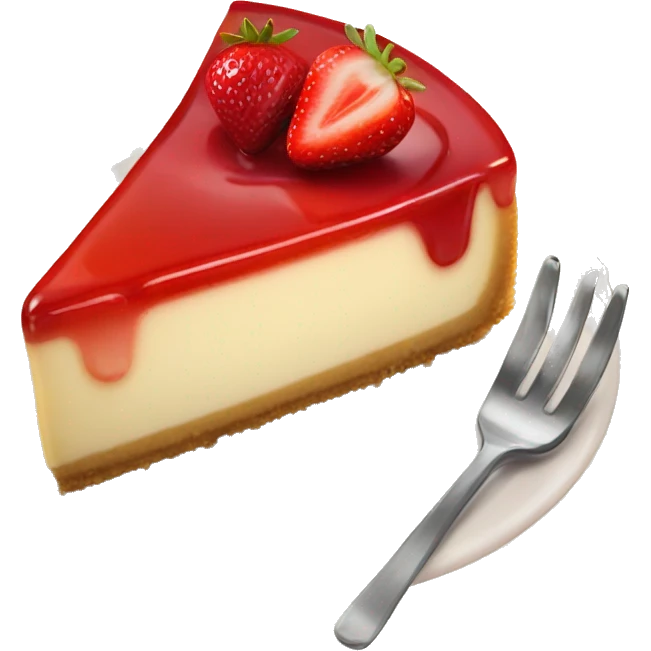 Cheesecake with strawberry’s and strawberry syrup on top emoji
