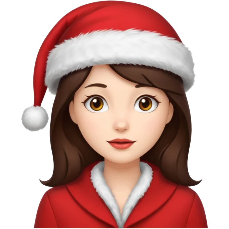 brunette woman with wearing Santa emoji