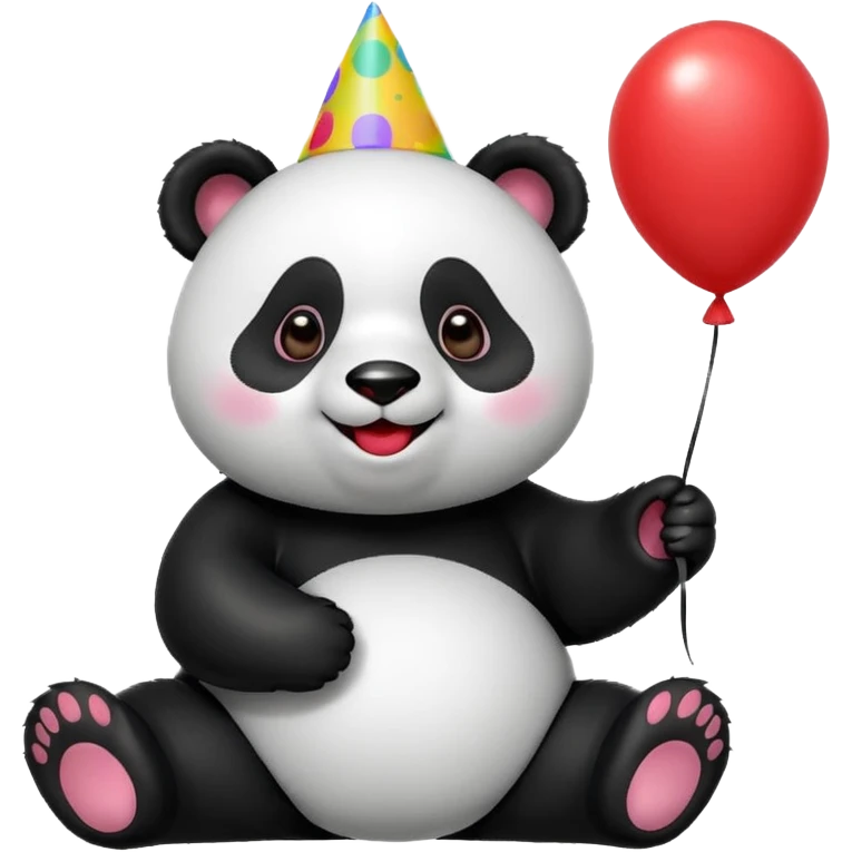 Panda with party hat and balloon emoji