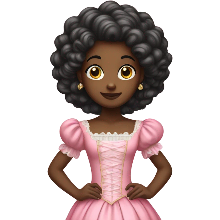 a black girl standing wearing a rococo dress pink emoji